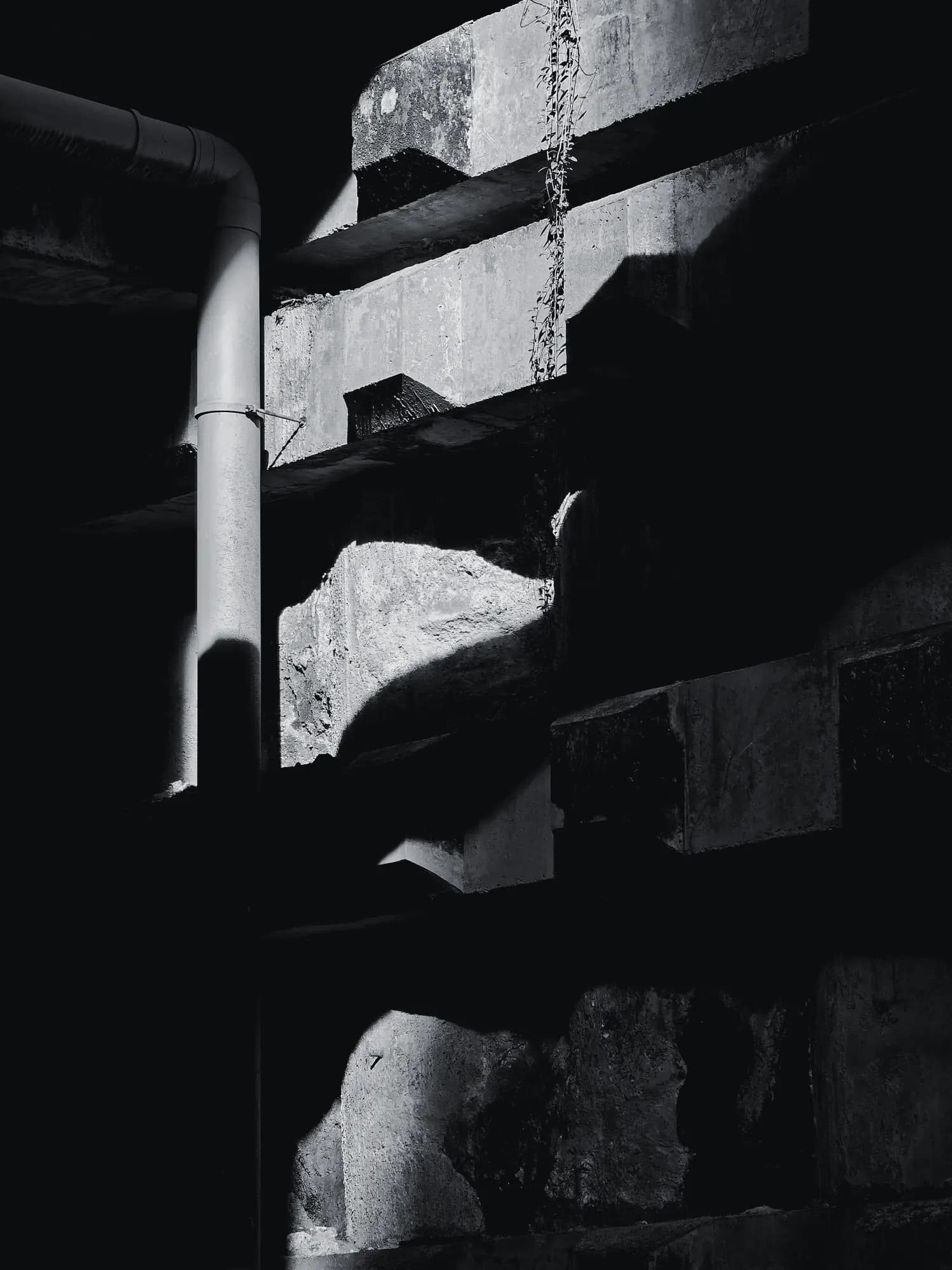 Concrete architecture with hard play of light and shadow