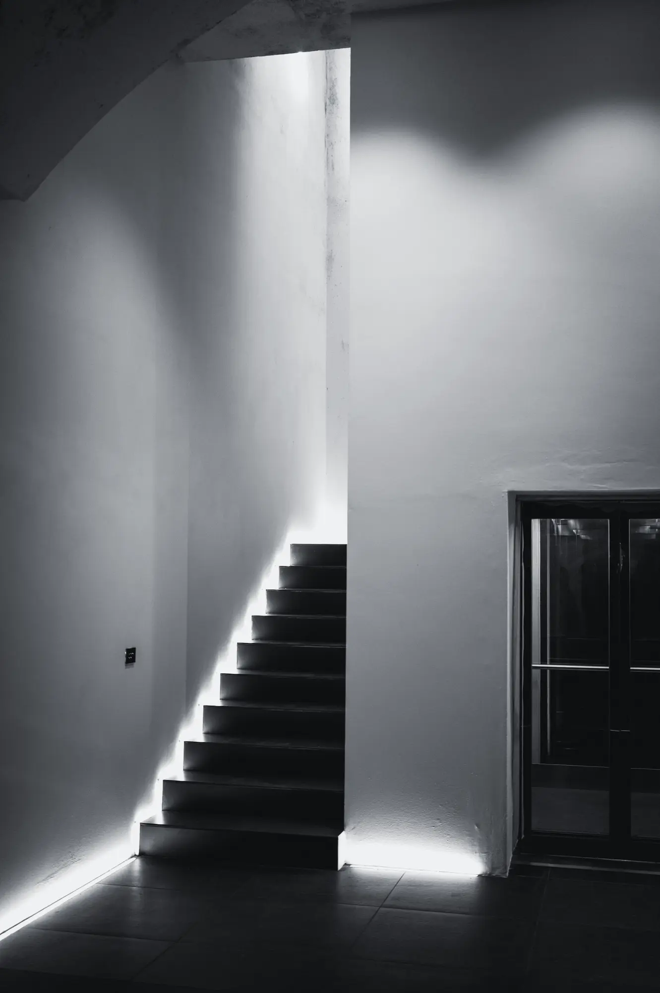 Modern hotel staircase in soft light